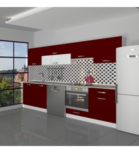 Decoraktiv Elite 280Y Ankastre Fırın Modüllü Mdf Hazır Mutfak Dolabı - Tezgah Dahil - Bordo