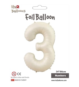 3 Rakam Krem Folyo Balon 34"