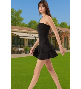 A Kesim Straplez Mini Örme Elbise Polyester Elastan Yazlık Seçkin Malzeme Günlük Kullanım İçin