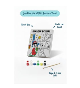 Ramazan Bayramı Çocuklar İçin Eğitici Boyama Tuvali (Şövalesiz)