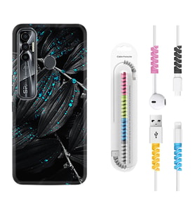 Tecno Spark 6 6 Go 8C 8 Pro 7 7 Pro Kılıf Kablo Koruma Spiral Silikon Foid Green 1643