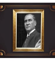 Özel Seri Paspartulu Çerçeveli Atatürk Tablo l439 (Gold)