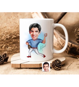 Bk Gift Kişiye Özel Erkek Beyzbol Karikatürlü Beyaz Kupa Bardak-15, Sevgiliye Hediye, Arkadaşa Hediye