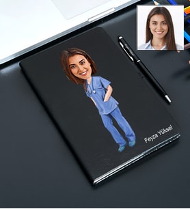 Kişiye Özel Doktor Tasarımlı Karikatür Defter Ve Kalem Seti 87