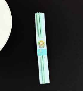 Kedi Figürlü Metal Chopstick (Yeşil)