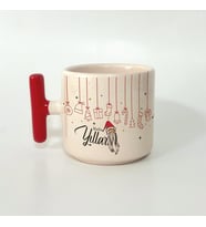 Mutlu Yıllar Asılı Yılbaşı Süsleri Baskılı Kırmızı Kulplu T Yılbaşı Kupası