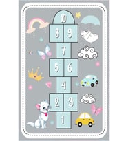 Eliana Home Baskılı, Yıkanabilir Kaymaz Taban Çocuk Halısı LNA4051-SD603 100x150 cm (Gri)