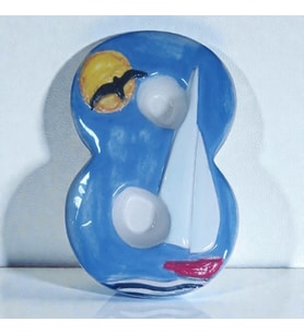 Kapı Numarası Seramik Yelkenli Handmade - No 8 8 × 13 × 2 cm