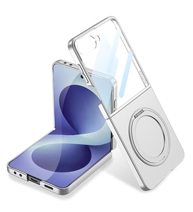 Lexroo Galaxy Z Flip 8 Kılıf M-safe Şarj Özellikli Kıpta Yüzüklü Kamera Korumalı Kılıf - Gümüş