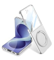 Lexroo Galaxy Z Flip 8 Kılıf M-safe Şarj Özellikli Kıpta Yüzüklü Kamera Korumalı Kılıf - Gümüş
