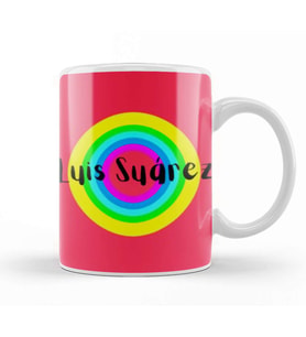 Luis Suárez   Vintage Retro Rainbow Style Kupa Bardak Porselen