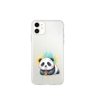 iPhone 11 ile Uyumlu Splash Panda Tasarımlı Şeffaf Silikon Kılıf