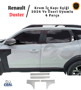 Renault Duster 2024 Üzeri İçin Krom İç Kapı Eşiği 4 Kapı Paslanmaz Çelik (Gümüş)