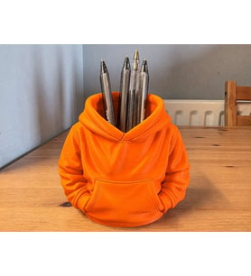 3D Baskı Kapüşonlu Sweatshirt Kalemlik - Masaüstü Organizer-Turuncu