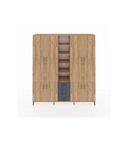 Hyperion Dolap 17 Raflı 4 Çekmeceli 8 Kapaklı 220x44x243 Çam-Çam/Antrasit
