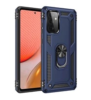 Samsung Galaxy A72 Kılıf Metal For Car Yüzüklü Standlı Military Ring Serisi (Lacivert)