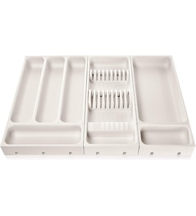 Flexispace 899430 Mutfak Gereçleri İçin Çekmece Düzenleyici, Plastik, Beyaz, 37 x 22 x 4,5 cm