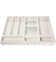 Flexispace 899430 Mutfak Gereçleri İçin Çekmece Düzenleyici, Plastik, Beyaz, 37 x 22 x 4,5 cm