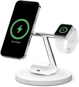 Belkin Boostcharge Pro 3'Ü 1 Arada Qi2'Li Kablosuz Şarj Cihazışarj Standı - Beyaz