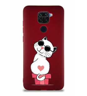 Xiaomi Redmi Note 9 Soft Premier Kapak Coolcat Tasarımlı Silikon Kılıf - Mürdüm (Şeffaf)