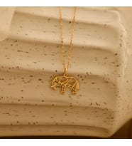 Kişiye Özel 925 Ayar Gümüş Şık Origami Fil Kolye (Gold)