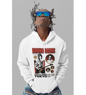 Tasarım Efsane Bruno Mars Baskılı Unisex Oversize Şarkıcı Hoodie
