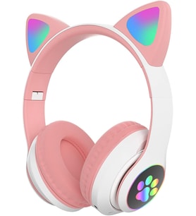 LED Işıklı Kedi Kulaklı Kablosuz Bluetooth Kulaklık – Çocuklar İçin Katlanabilir, Derin Baslı HiFi Stereo, TF Kart ve AUX Girişli, Kız/Erkek Uyumlu