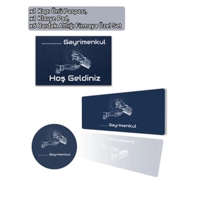 Valerine Life Kapı Önü Paspası Klavye Pad Bardak Altı Seti Emlakçı Gayrimenkul Kişiye Firmaya Özel