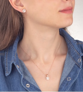 925 Ayar Gümüş Pırlanta Modeli Kalp Kolye Küpe Set