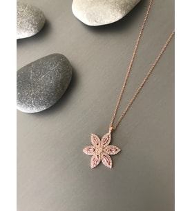 Kadın Çiçek Model Gümüş Kolye