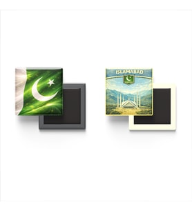 Buzdolap Magnetleri - Pakistan Bayrağı ve İslamabad Retro Tema - 2'li Set Magneti