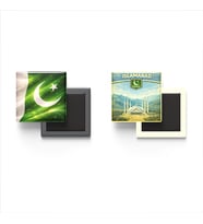 Buzdolap Magnetleri - Pakistan Bayrağı ve İslamabad Retro Tema - 2'li Set Magneti