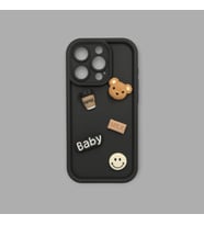 IPHONE 14 PRO MAX; 3D AYICIK TASARIMLI YUVARLAK KAMERA  KORUYUCU YUMUŞAK SİLİKON KILIF (Siyah)