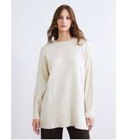 LCW Modest Ekru Bisiklet Yaka Kadın Triko Tunik