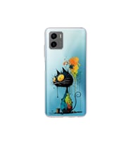 Vivo Y15S ile Uyumlu Splash Kedi Tasarımlı Şeffaf Silikon Kılıf