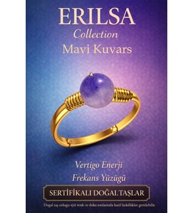 Sertifikalı Vertigo Enerji Yüzüğü – Mavi Kuvars Ayarlanabilir Gold İnce Kasa Balık Kova Burcu (Çok Renkli)