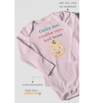 Gözler Dayı Yanaklar Teyze,Keyif Benim Baskılı Bebek Zıbını – Çıtçıtlı Body  %100 Pamuk Uzun Kol (Bebek Pembesi)