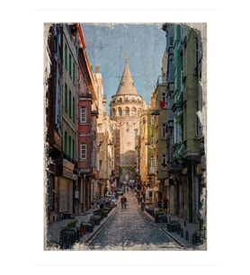 25cmX35cm Ahşap Tablo İstanbul Galata Kulesi