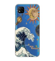 Redmi 9C / Redmi 10A Uyumlu Güneş ve Dalga Desenli Şeffaf Telefon Kılıfı
