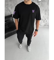 Erkek Kısa Kol Tişört Bisiklet Yaka W Wildone Baskılı T-Shirt - Siyah