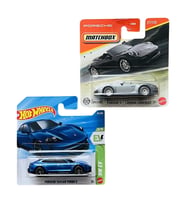 2 Araç Set - Hot Wheels Porsche Taycan Turbo S - Mavi & Matchbox Porsche 911 Carrera Cabriolet - Gri - JJL01 - HHV28