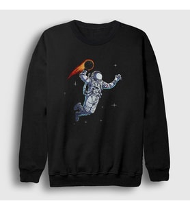 Presmono Unisex Siyah Dunk Astronaut Space Astronot Uzay Sweatshirt 282318tt