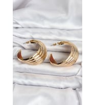 316L Çelik Gold Renk Yarım Halka Model Kadın Küpe TJ-BKP11502