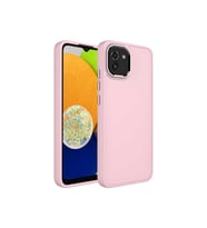 Samsung Galaxy A03 Uyumlu Kılıf Metal Çerçeve ve Buton Tasarımlı Silikon Zore Luna Kapak