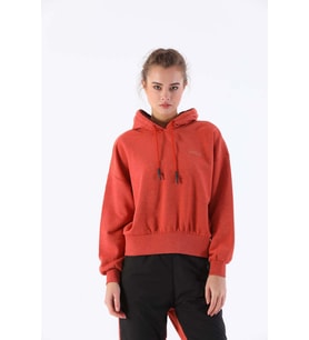 Maraton Oversize Kadın Kapüşonlu Kiremit Sweatshirt