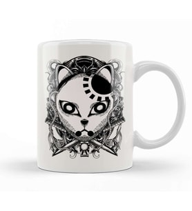 Tanjiro Kamado Engraving Demon Slayer Mask Dark Kupa Bardak Porselen