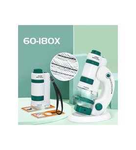 Çocuk Bilim Deney Mikroskobu 60–180x  Işıklı Mini Mikroskop (Mobil Uyumlu)