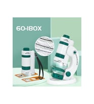 Çocuk Bilim Deney Mikroskobu 60–180x  Işıklı Mini Mikroskop (Mobil Uyumlu)