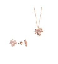 Çınar Yaprağı Rose Gümüş Set GMS134 (Çok Renkli)