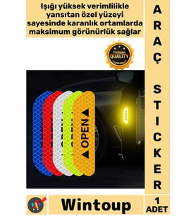 #Reflektör Emniyet Sağlayan Uyarıcı Open Yazılı Fosforlu Su Geçirmez Reflektif Araç Kapı Stickerı